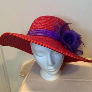Women’s Straw Hat, with purple Ribbon